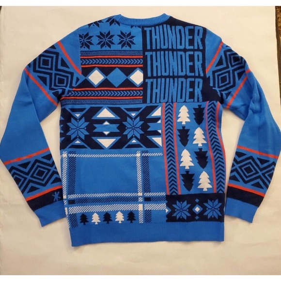 OKC Oklahoma City Thunder Ugly Christmas Sweater Mens Medium NBA Basketball 1c - Picture 9 of 9